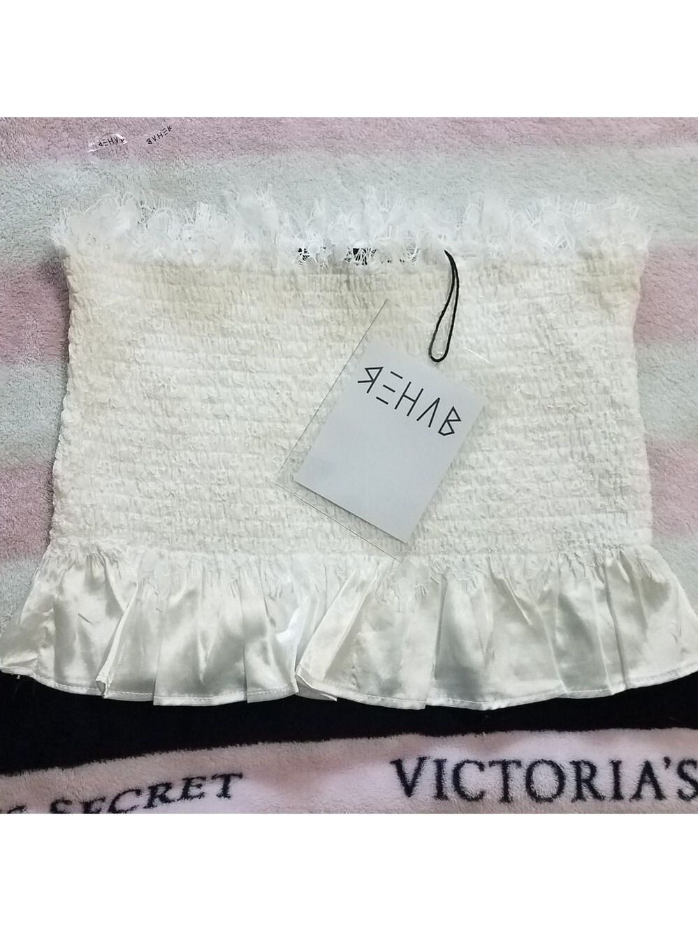 MWT Tube Pearl Satin blouse‎, Large Size